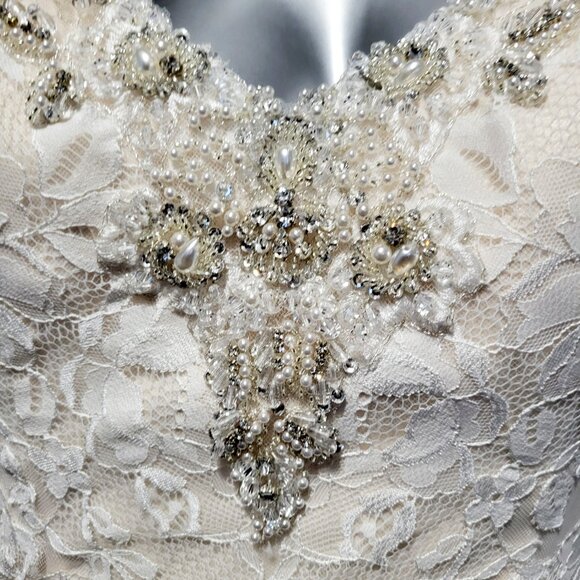 NWT~$2750~KENNETH WINSTON~6/8~IVORY EMBELLISHED LACE WEDDING DRESS BRIDAL GOWN - Picture 3 of 16